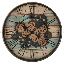 Duży zegar ścienny MPM Vintage Tech  E01.4327.52 - 52 cm - z ruchomymi kółkami zębatymi