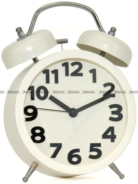 Budzik wskazówkowy Demus TK7689-WHITE dzwonienie mechaniczne 18x13cm
