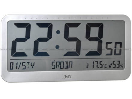 Zegar cyfrowy sterowany radiowo JVD RB9359.2 - polskie nazwy dni tygodnia - 43x22 cm
