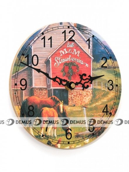 Zegar ścienny drewniany z konikami ZEG177