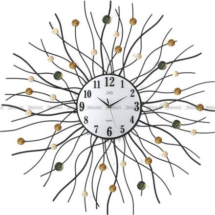 Zegar ścienny metalowy z elementami dekoracyjnymi w postaci kolorowych kamyczków HJ02