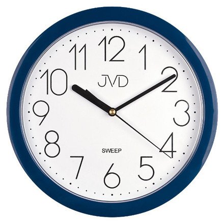Zegar ścienny plastikowy niebieska obudowa biała tarcza czarne cyfry HP612.17 - 25 cm