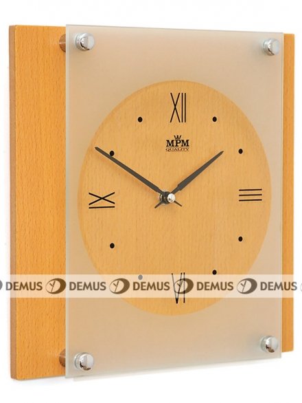 Zegar ścienny szklano-drewniany MPM E07.2706.53