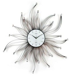 Zegar ścienny metalowy z elementami dekoracyjnymi i kryształowymi kuleczkami HJ05 - 80 cm