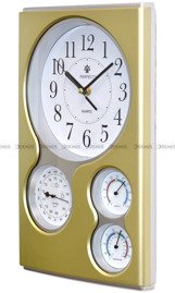 Zegar ścienny termometrem, barometrem i higrometrem Perfect QG-1709-GOLD - 24x38 cm